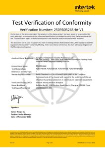 SCARA Test verification of Conformity
